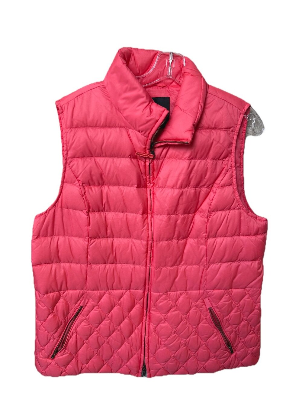NWT Talbots Vest Womens Pink Geometric Sleeveless Full Zip Collared Size XL